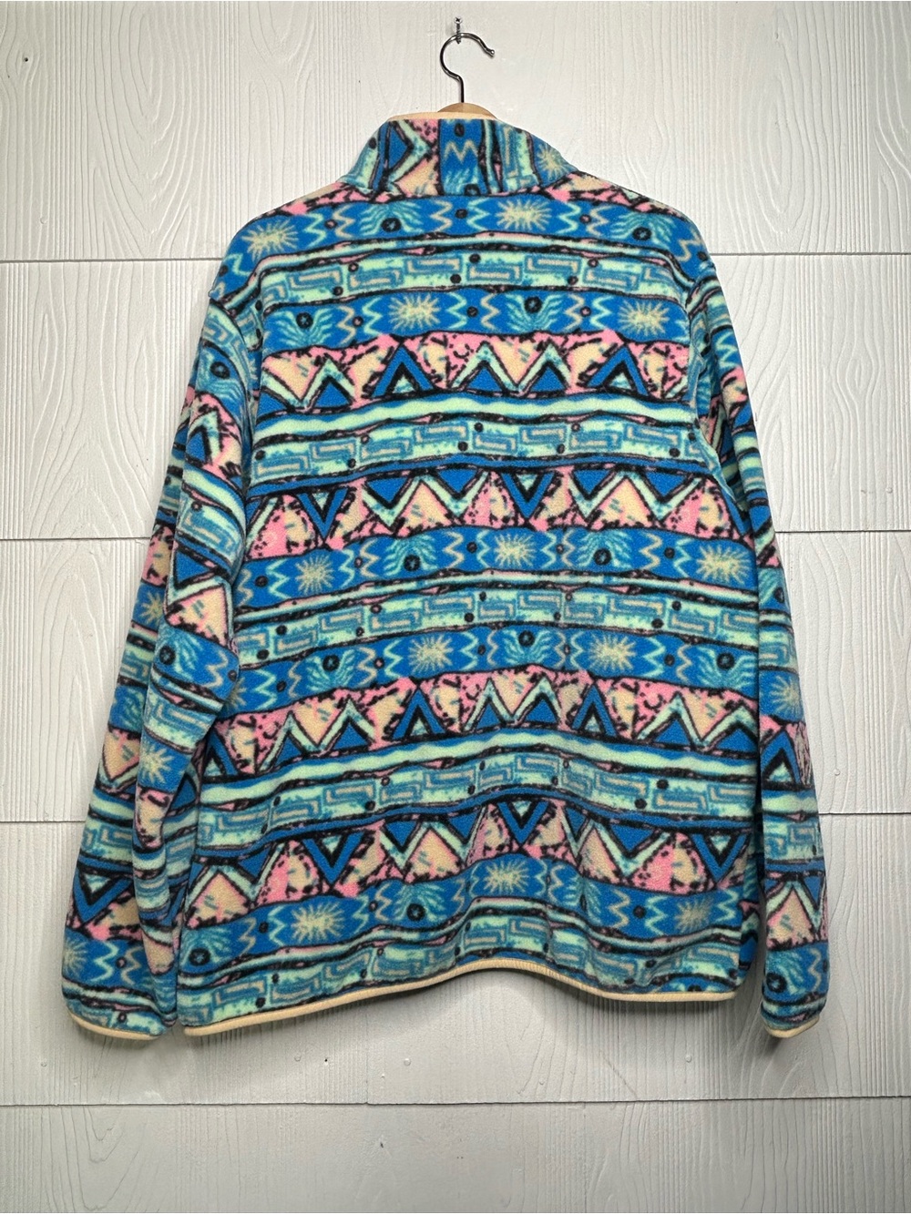Patagonia Synchilla Multicolor Geometric Zip Fleece - Blue, Pink, Cream - Picture 2 of 8